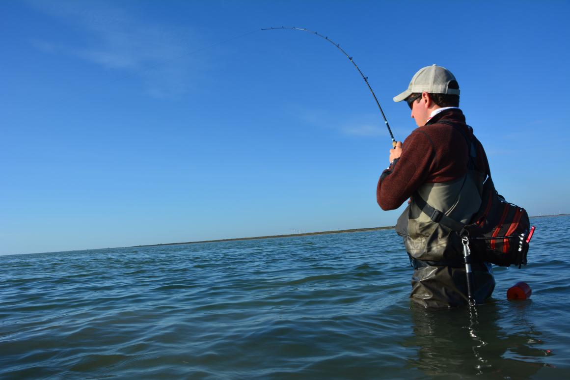 A Sportfish Center angler wadefishing