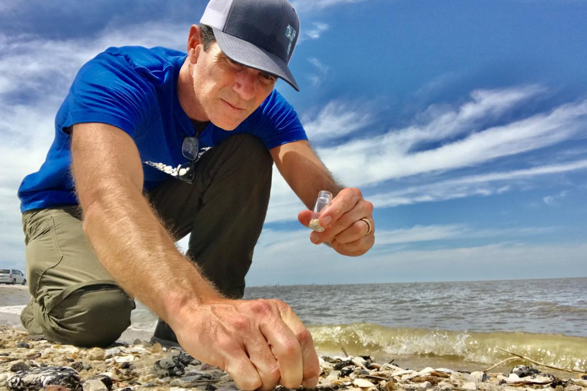 Jace Tunnell collecting nurdles